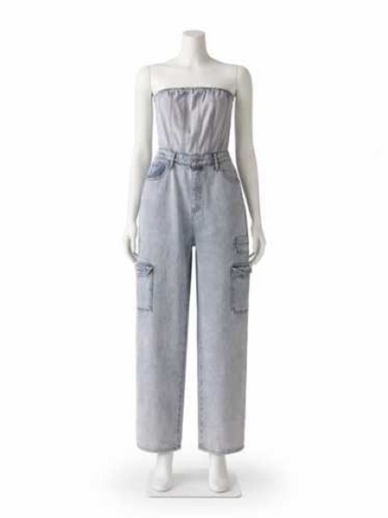 wild fable Pants - wild fable Light Wash Strapless Denim Jumpsuit Strapless Overalls